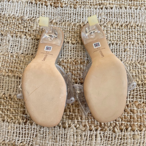 NWB Larroude Mariah Mule Sandal In Silver Metallic Leather and Vinyl, 7.5 - Picture 6 of 12